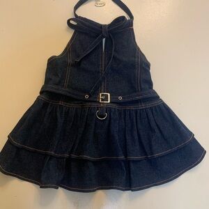 Dark Blue Denim Halter Dog Dress